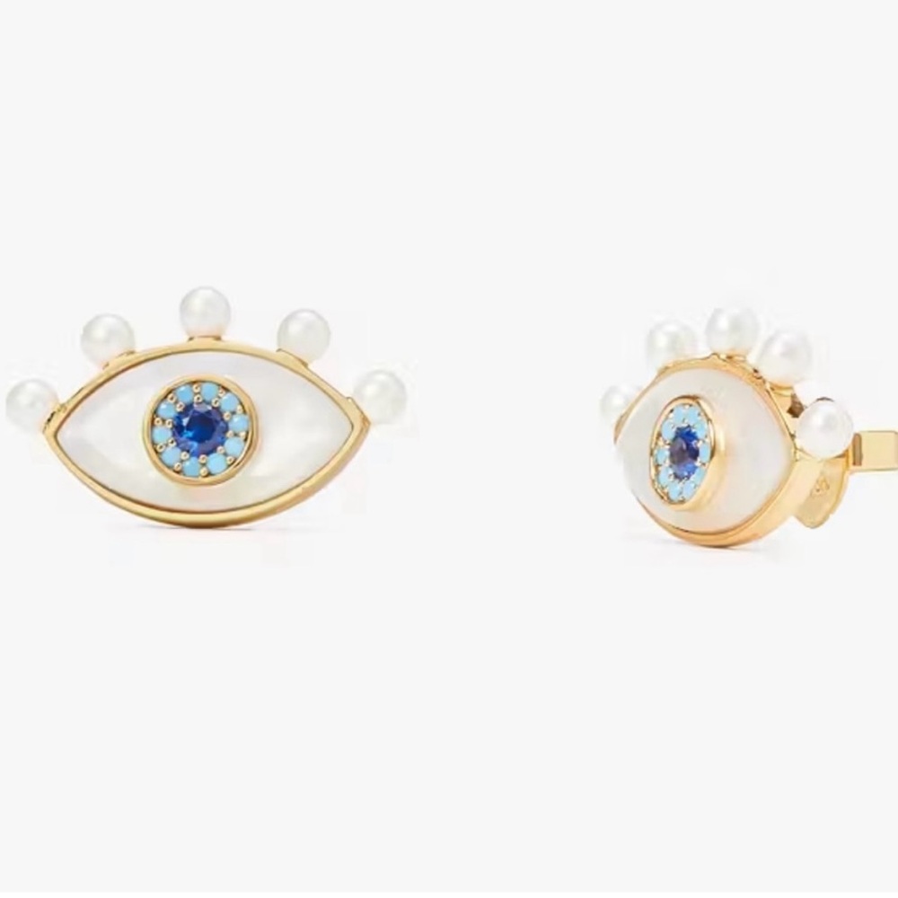 Kate Spade Gold and Blue Eye Earrings